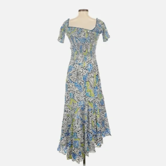 Poupette St. Barth Soledad Off Shoulder Dress Viscose Smocked Multicolor Small - Picture 2 of 5